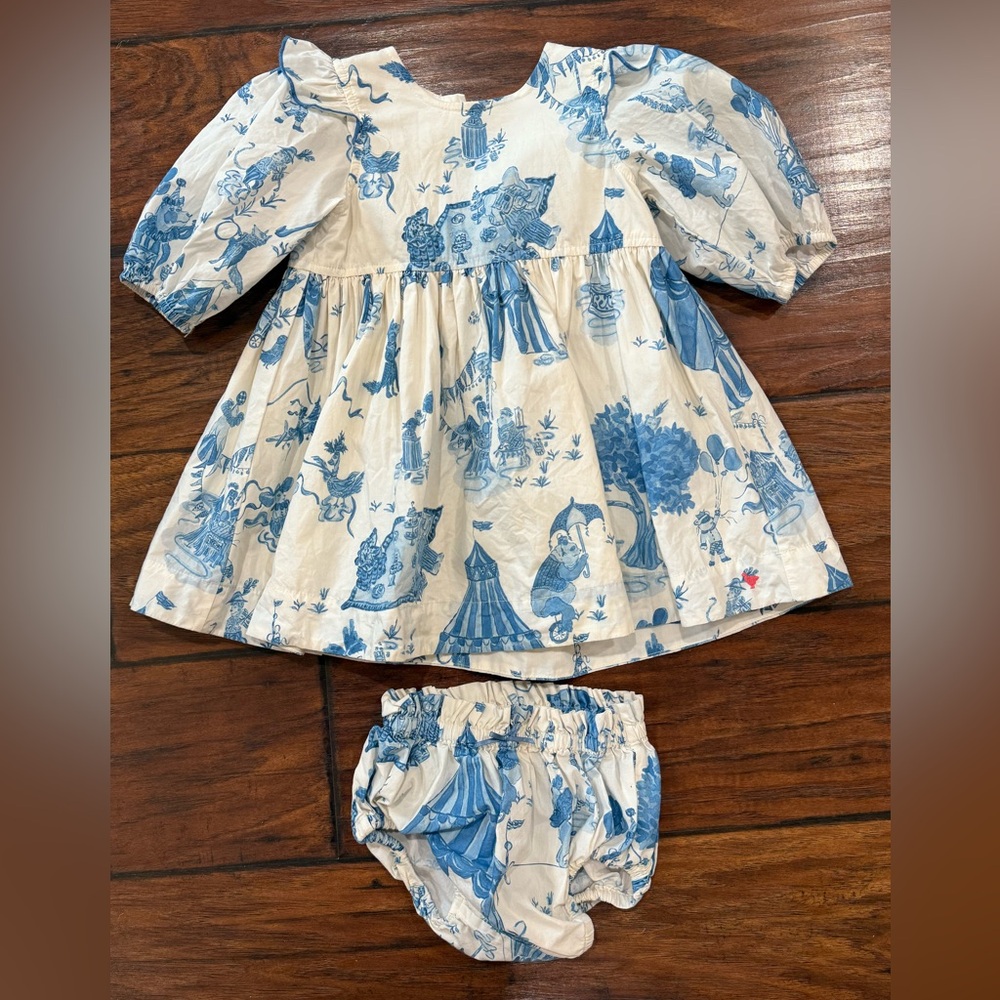 12/18m Pink Chicken Baby Girls Brooke Dress Set - Blue Circus